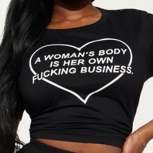 Fashion Nova Black Heart Graphic Crop Top